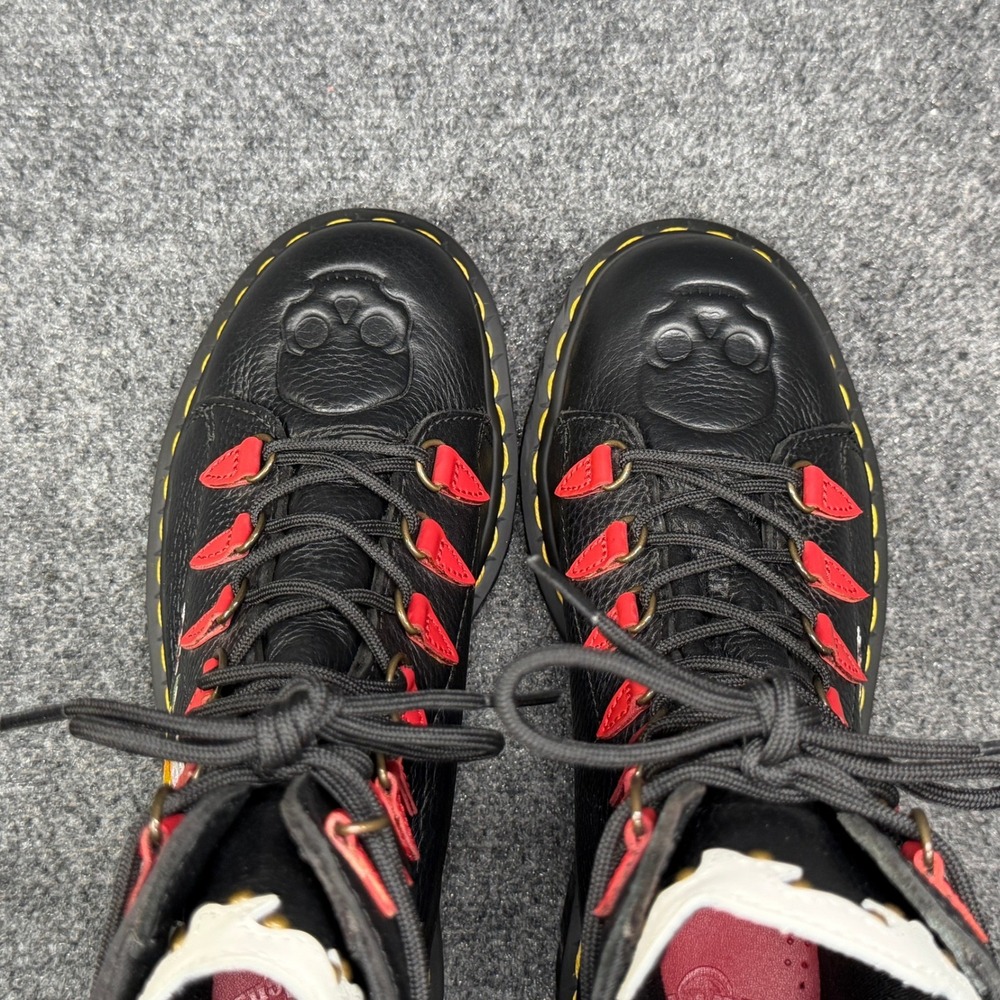 Dr. Martens Nyberg Boots Women's 8 Black Leather Grunge Floral Embroidery Combat - Picture 11 of 15